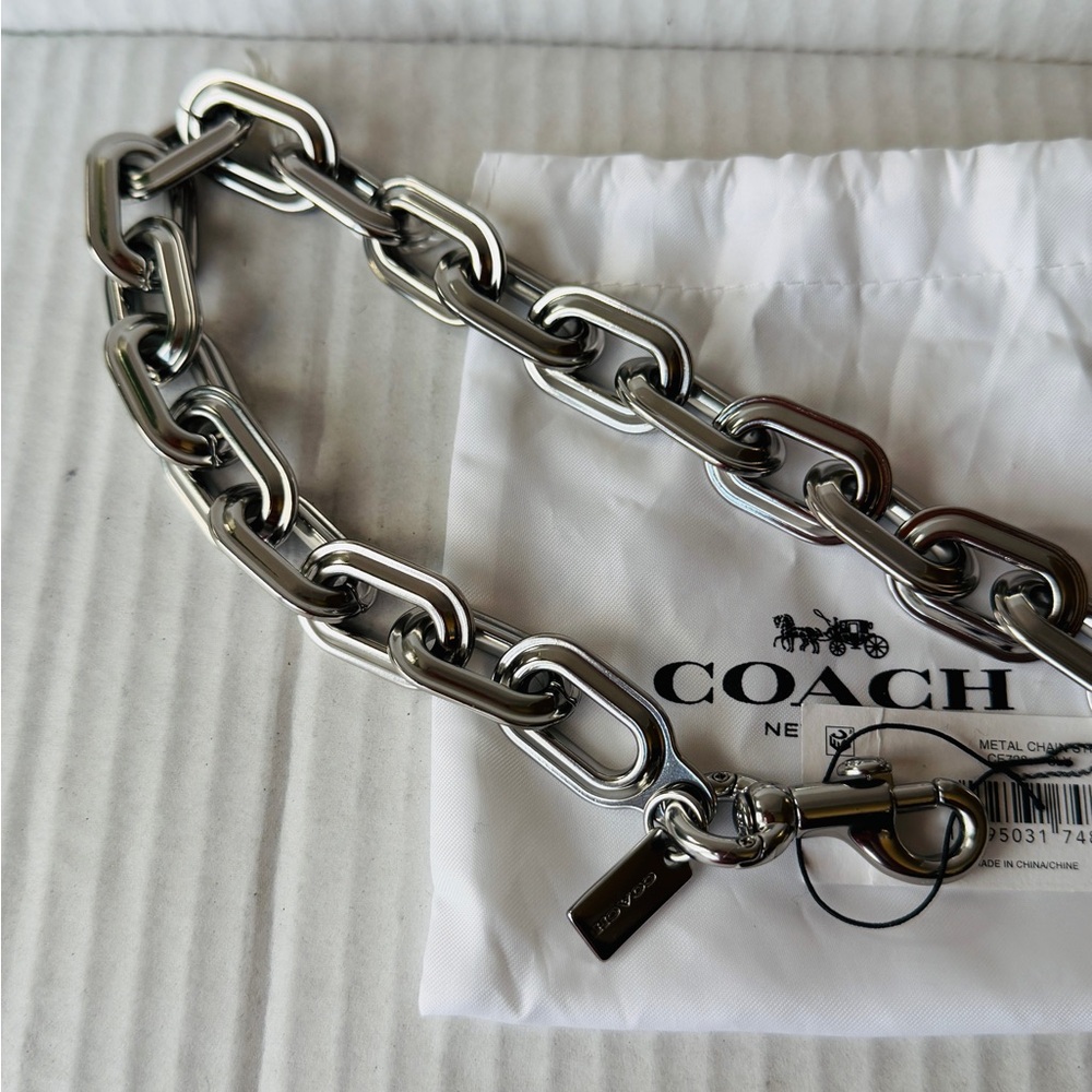 NWT COACH Link Chain Strap Silver